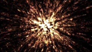 Fire particular explosion in center animation background. Computer 2D render graphic