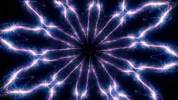蓝色发光电快速运动万花筒效果 二维计算机绘制运动图形 — 图库视频影像