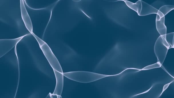 White Wave Caustic Water Motion Dark Blue Background Computer Rendering — Video Stock