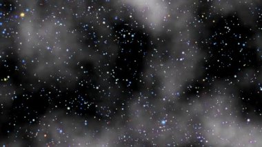 Sağ arka planda beyaz bulut hareketli yanıp sönen yıldız animasyonu. 4K 2B bilgisayar oluşturma