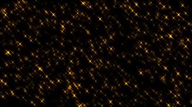 Altın yanıp sönen yıldız animasyon arka planı. 4K 2B bilgisayar oluşturma