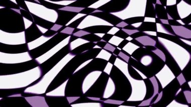 Mor, beyaz, siyah dokuma döngüsü geometrikler soyut animasyon arkaplanı. Hareketli grafik dokusu