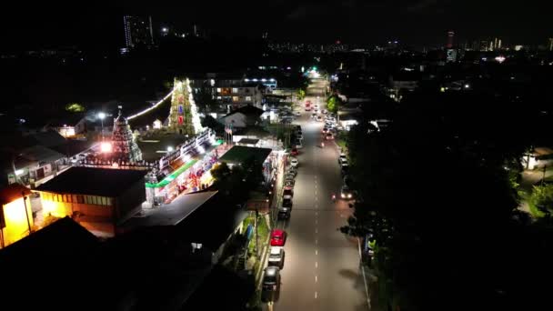Farlim Penang Malaysia Oct 2022 Aerial View Arulmigu Sri Ruthra — Stock video