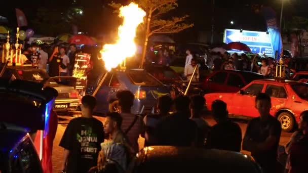 Juru Penang Malaysia Oct 2022 Crowds Enjoy Spit Fire Show — Stock Video