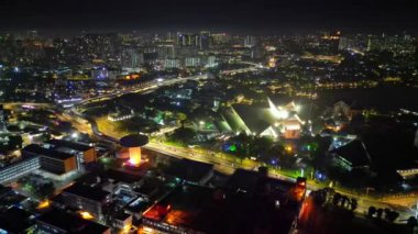 Bukit Bintang, Kuala Lumpur, Malaysia - Nov 29 2022: Aerial view Istana Budaya at Jalan Tun Razak in night