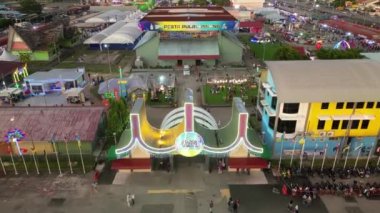 Sungai Nibong, Penang, Malaysia - Dec 16 2022: Aerial view entrance into Pesta Pulau Pinang