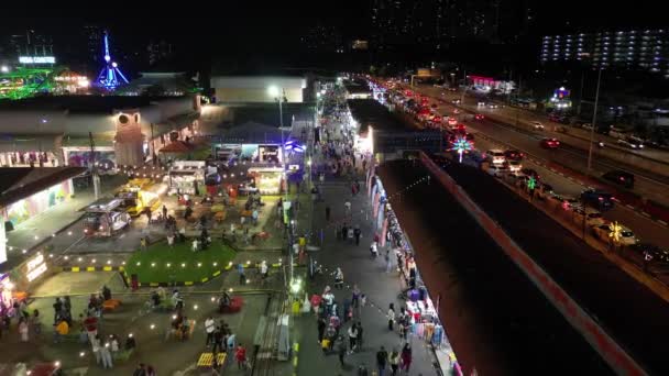 Sungai Nibong Penang Malaysia Dec 2022 Aerial View People Shopping — 비디오