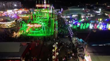 Sungai Nibong, Penang, Malaysia - Dec 31 2022: Aerial crowds visit to Pesta Pulau Pinang