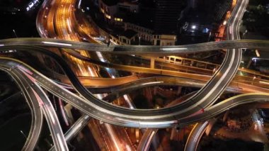 Drone shot top view car motion traffic light on Malaysia DASH Highway