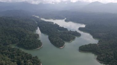 Aerial view Bukit Tabur Dam in forest Ulu Klang, Gombak, Malaysia