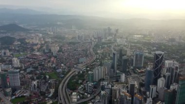 Aerial view morning sunshine over highway at Kuala Lumpur