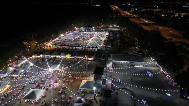Aerial Look Night Market Queensbay Seaside Penang — Vídeos de Stock