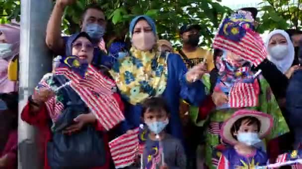 Georgetown Penang Malaysia Aug 2022 Malaysian Waving Flag Celebrate National — Vídeo de Stock