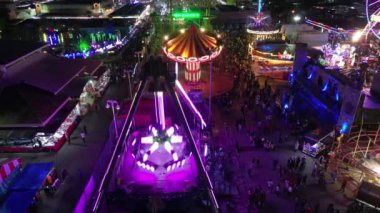 Sungai Nibong, Penang, Malaysia - Dec 16 2022: Aerial view fun fair at Pesta Pulau Pinang