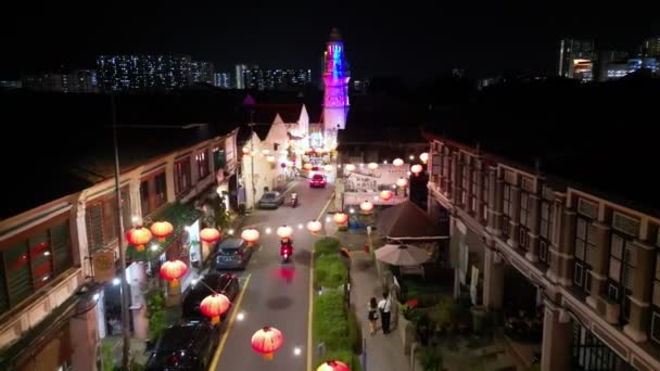 Georgetown Penang Malaysia Dec 2022 Aerial View Red Chinese Lantern — Wideo stockowe