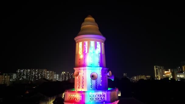 Georgetown Penang Malaysia Dec 2022 Aerial View Colorful Lighting Acheh — Αρχείο Βίντεο