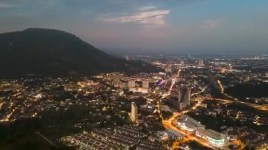 Aerial hyperlapse Bukit Mertajam town from day to night