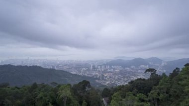 Morning low cloud view from Penang Hill during raining day. Timelapse morning
