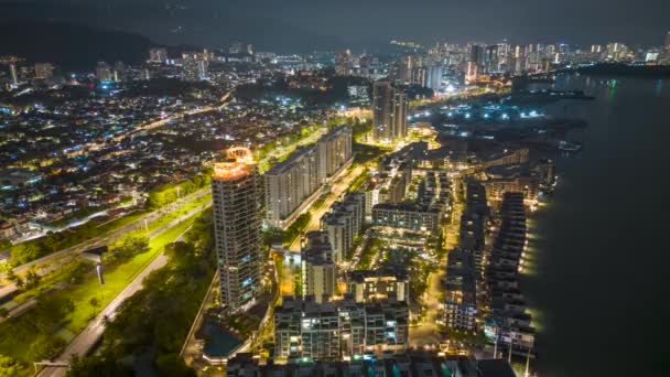Sungai Nibong Penang Malaysia Oct 2022 Timelapse Aerial View Luxury — Vídeos de Stock