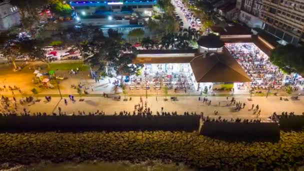 Sungai Nibong Penang Malaysia Oct 2022 Aerial Hyperlapse People Gather — Video