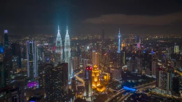 Джорджтаун Пенанг Малайзия Декабря 2022 Гиперлапс Дрона Движется Зданию Klcc — стоковое видео