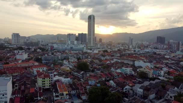 Georgetown Penang Malaysia Jan 2023 Aerial Fly Old Heritage Building — Stockvideo