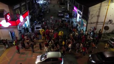Georgetown, Penang, Malaysia - Jan 21 2023: Lion dance perform at street in nighj