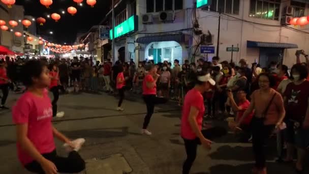 Georgetown Penang Malaysia Jan 2023 Group Ladies Dance Street Miao — ストック動画