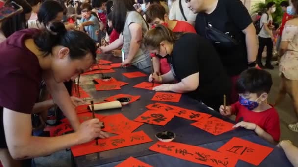 Georgetown Penang Malaysia Jan 2023 Chinese People Write Blessing Red — Wideo stockowe