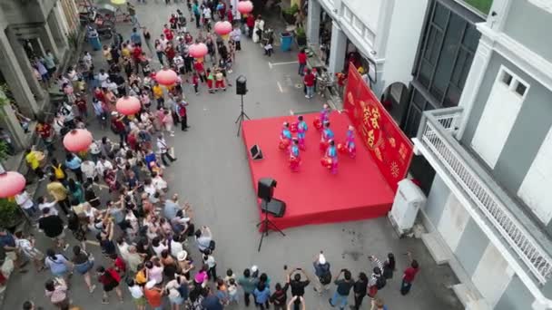 Georgetown Penang Malaysia Jan 2023 Aerial View Group Girl Dance — Stok video