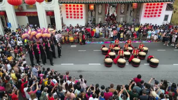 Georgetown Penang Malaysia Jan 2023 Dragon Dance Season Drum Performance — Wideo stockowe