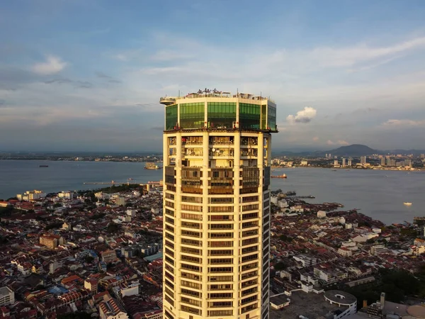 George Town Penang Malesia 2022 Vista Aerea Sole Sera All — Foto Stock