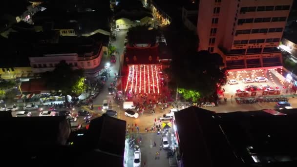 Georgetown Penang Malezya Ocak 2023 Kırmızı Fenerle Süslenmiş Merhamet Tanrıçasına — Stok video