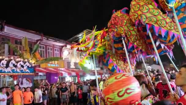 马来西亚槟城 乔治敦 2023年2月6日 在萨尼尔 潘塔尔 Thanir Panthal 龙舞表演庆祝Thaipusam节 — 图库视频影像