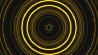 Sarı daire sonsuzluk tüneli arka planı. 2B tasarım illüstrasyonu