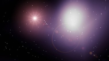 Yıldız arkaplan efektinde ışık parlaması. 2B tasarım illüstrasyonu