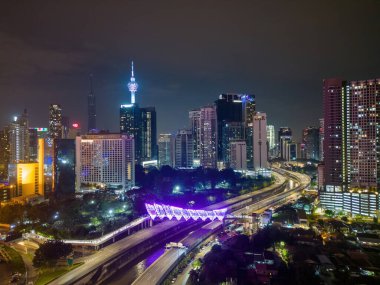 Bukit Bintang, Kuala Lumpur, Malezya - 04 Aralık 2022: Hava manzaralı Pintasan Saloma