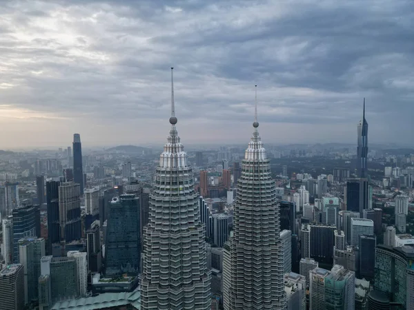 stock image Aerial view KLCC tower with background of skyscraper tower