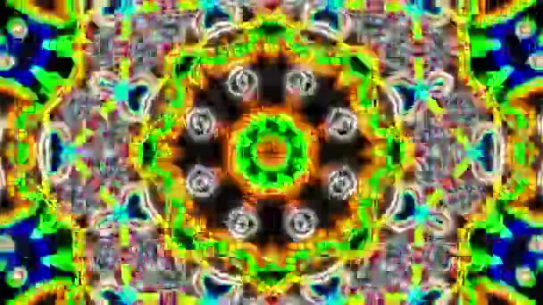 Περιστροφή Συμμετρία Λουλούδι Καλειδοσκόπιο Ψηφιακό Μοτίβο Εφέ — Αρχείο Βίντεο