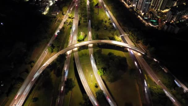 Lotnisko Góry Dół Widok Penang Bridge Autostrady Wymiany Samochodów Światła — Wideo stockowe