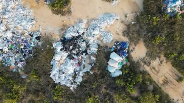 Aerial Look Illegal Rubbish Dump Pollution Environment Concept — Stock Video