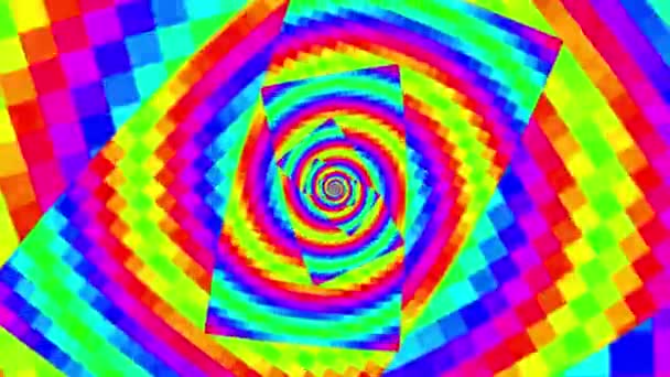 Nieskończona Rotacja Hipnotyczna Mozaika Kwadratowe Tło Cyfrowy Wzór Efektu — Wideo stockowe