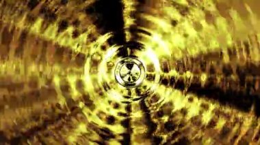 Altın warp birikintisi animasyon arka planı. 2B dijital efekt deseni