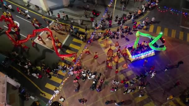 Джорджтаун Пенанг Малайзия Марта 2023 Процессия Китайского Танца Дракона Воздуха — стоковое видео