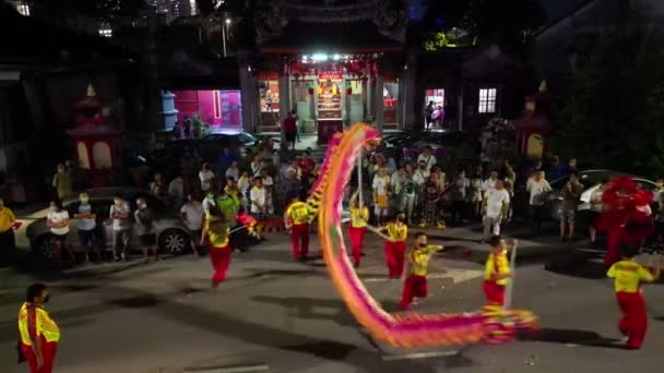 Georgetown Penang Malasia Abr 2023 Actuación Danza Del Dragón Templo — Vídeos de Stock