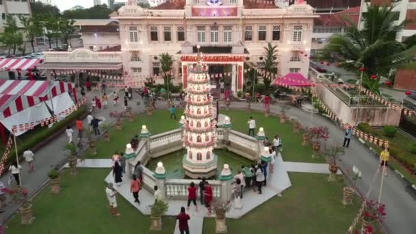 Georgetown Penang Malajzia Május 2023 Légi Nézet Emberek Penang Buddhista — Stock videók