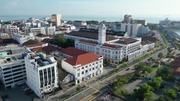 Georgetown Penang Malaisie Juin 2023 Vue Aérienne Bâtiment Ferroviaire Malais — Video