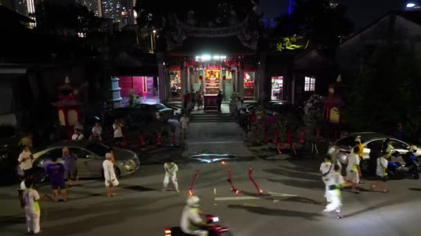 Джорджтаун Пенанг Малайзия Апреля 2023 Года Ночью Храме Сенг Хонг — стоковое видео
