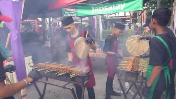 Bayan Lepas Penang Malaysia Jun 2023 Satay Skewed Chicken Meat — 图库视频影像