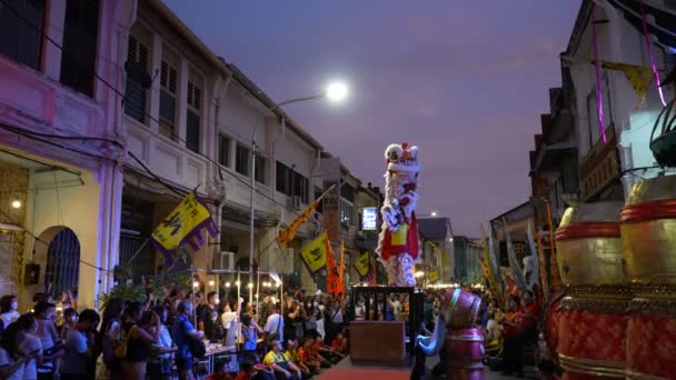Джорджтаун Пенанг Малайзия Июля 2023 Медленное Движение Китайский Танец Льва — стоковое видео